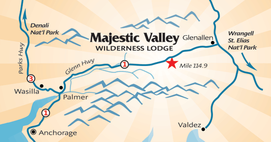 Location Map for Majestic Valley Wilderness Lodge